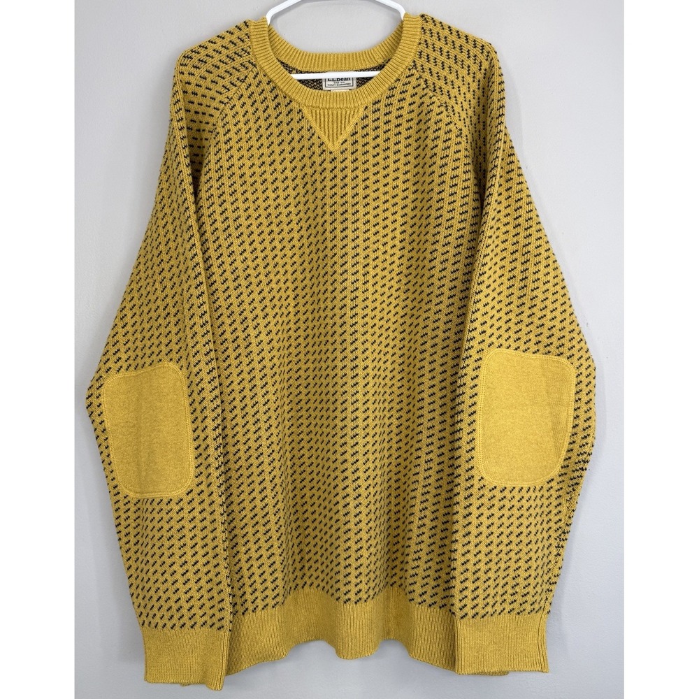LL Bean Birdseye Sweater Men's XXL Wicked Soft Cotton / Cashmere Elbow Detail